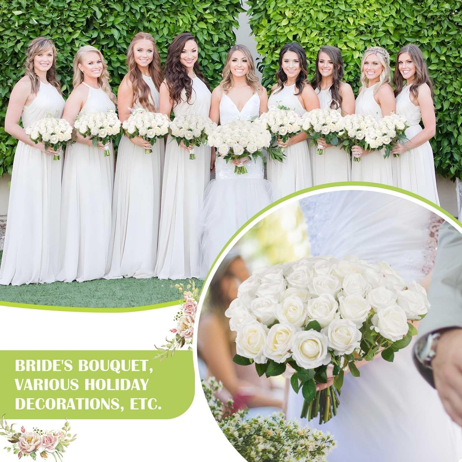 30pcs Realistic Long Stem Rose Bouquet, Perfect for Home Decor, Weddings, Anniversaries, Graduation, Mother's Day, Party Arrangements