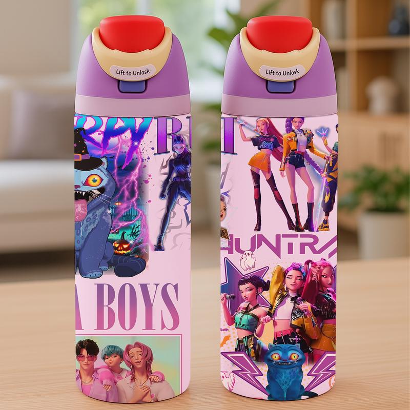 AuraCup 1pc 19/24/32oz Stainless Steel Tumbler with Lid and Straw, KPop Demon Hunters x Gen-Z Cat Vibe, Hot 12H / Cold 24H, Holiday Tumbler for Halloween Christmas, Spooky Cat Demon Hunter Travel Cup — Perfect Gift, Thank Perfect Gift, Valentine’s Day, Ca