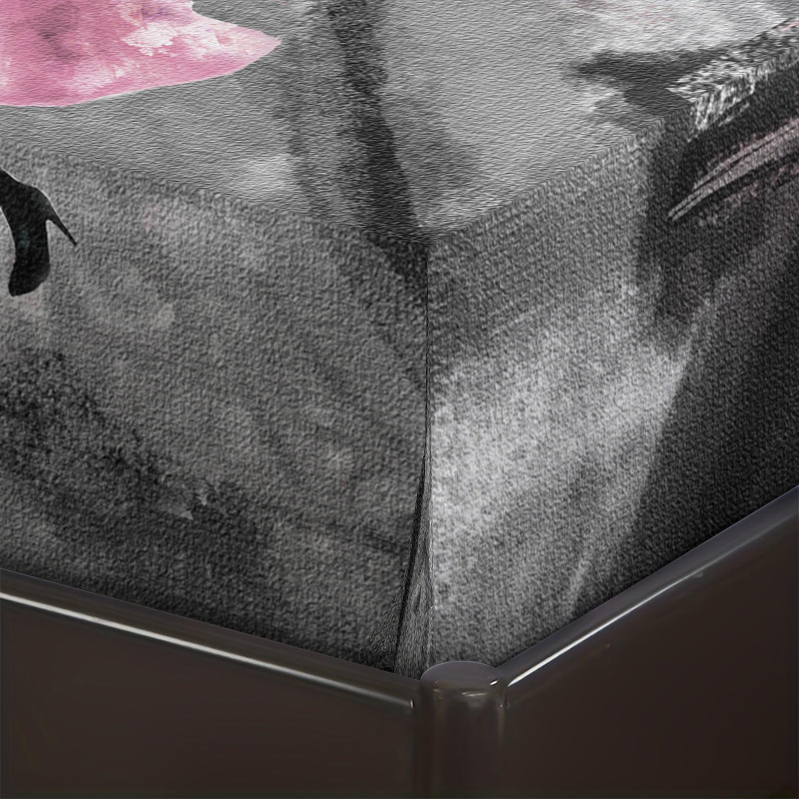 Paris Tower Print Bed Sheet Set, Comfortable Printed Pattern, Includes 1 Fitted Sheet & 2 Pillowcases, Anti-Slip Dustproof Cover