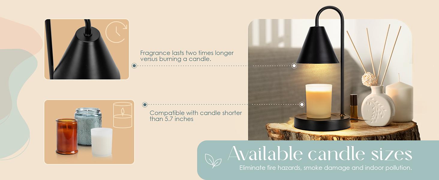 Candle Warmer Lamp,Electric Candle Warmer with Dimmable Light,Scented Wax Melter,No Smoke,Compatible with Various Jar,with 2 Light Bulbs,Home Decor Gifts-Black Decorative Fragrance Ornaments Milk Coffe