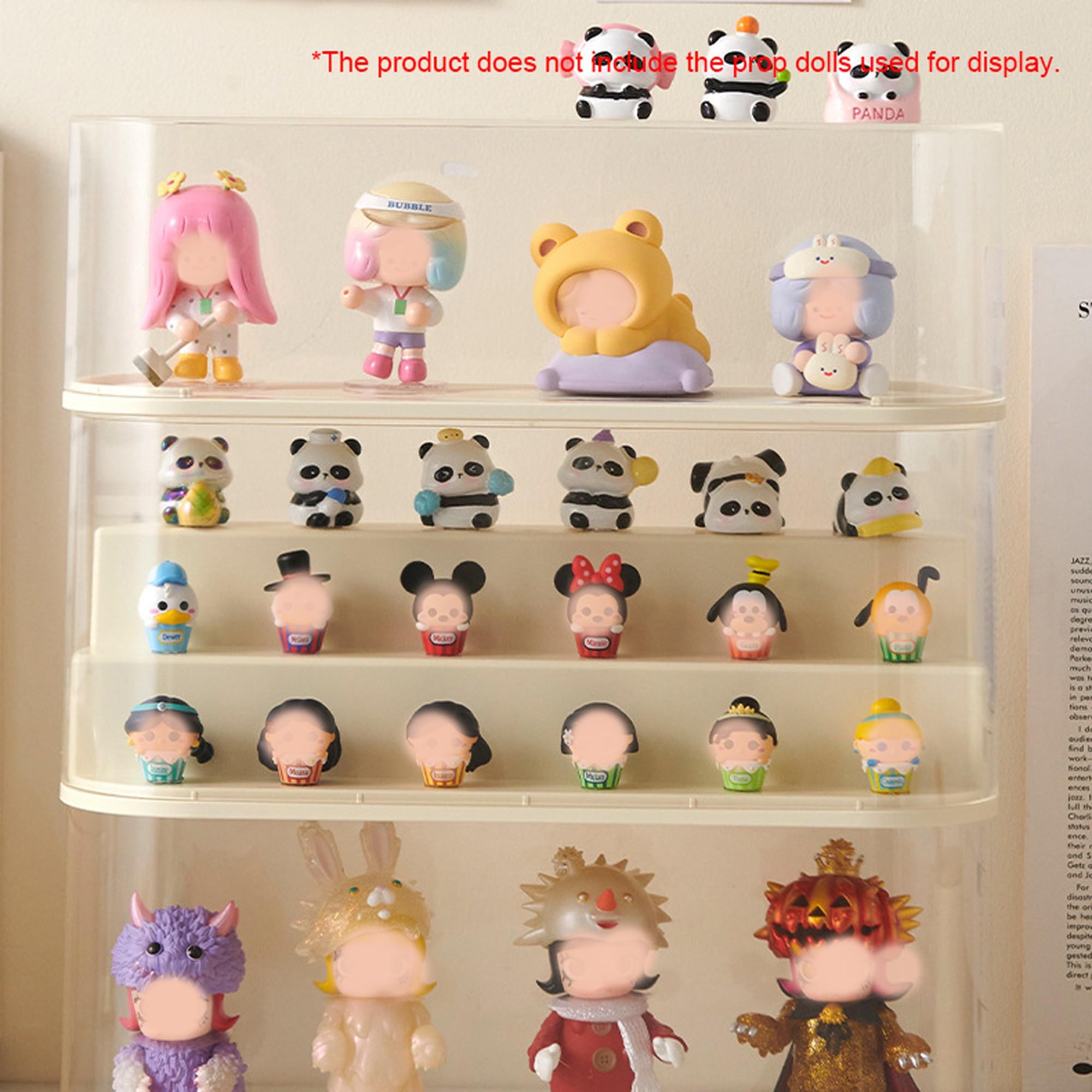 Stackable Staircase Desktop Storage Display Box, Curved Edge Design, Transparent Dustproof Moisture-Proof Cover, Perfect for Mini Figures, Figurine