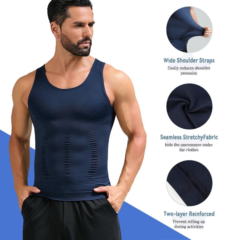 Mens Compression Shapewear Sleeveless Tummy Control Gym Fitness Soft Body Shaper Breathable Tank Top