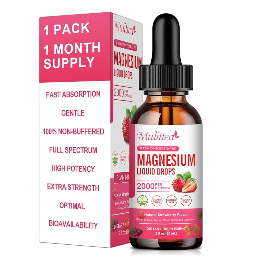 Magnesium Glycinate Liquid Supplement | High Potency Complex with Citrate | Sugar Free, Vegan, Non-GMO | Supports Nervous System, Relaxation, Muscle Recovery & Sleep