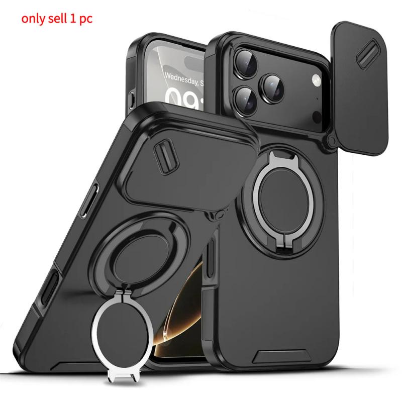 Rotating Flip Full Lens Protection Magnetic Stand Phone Case For iPhone 17 Pro Max 17Pro Air Dual Layer Protection Armor Cover