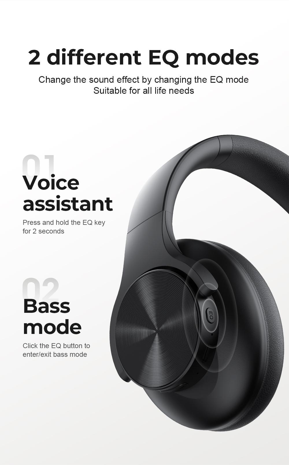 ERAZER Active Noise Cancellation Wireless Over Ear Headphones,Foldable Light weight Bluetooth Headsets,Deep Bass,With Microphone Audio Electronic