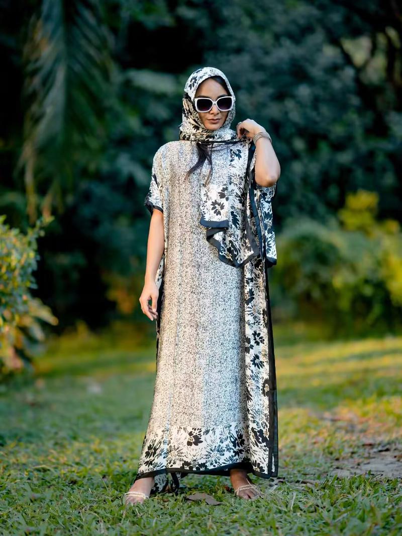 Elegant Women's Floral & Butterfly Print Cape Shawl & Scarf Set, Soft Boho Style Accessory for Beach Vacation, Perfect Gift for Mom, Floral Pattern Shawl