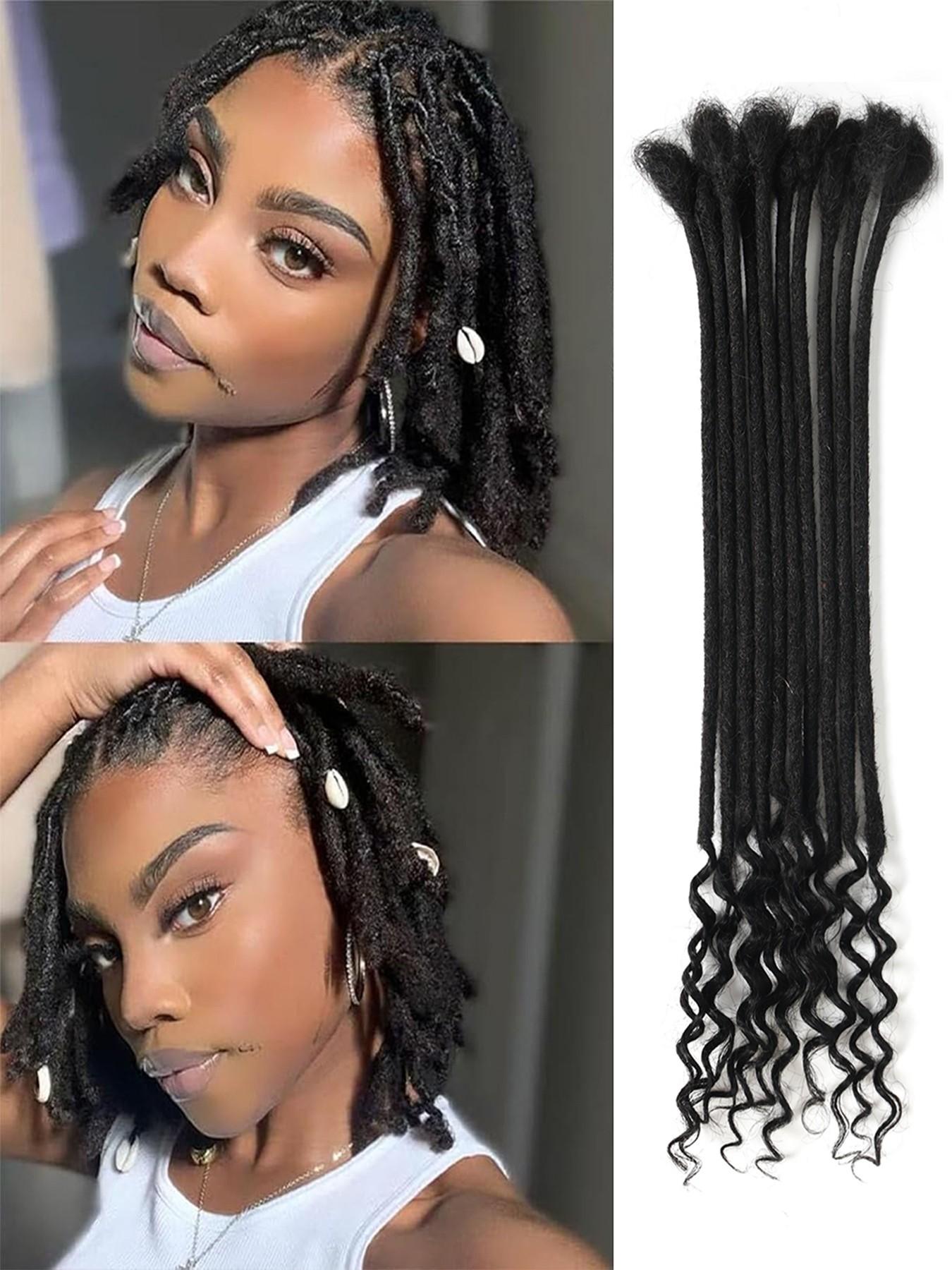 Loc Extension Human Hair 0.4cm Width 12inch 30 Strands 100% Full Handmade Permanent Dreadlock Extension Human Hair for Women/Men/Kids Can Be Dyed Bleached Curled