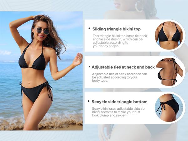 Tempt Me Women Triangle Bikini Sets Halter Two Piece Sexy Swimsuit String Tie Side Bathing Suit