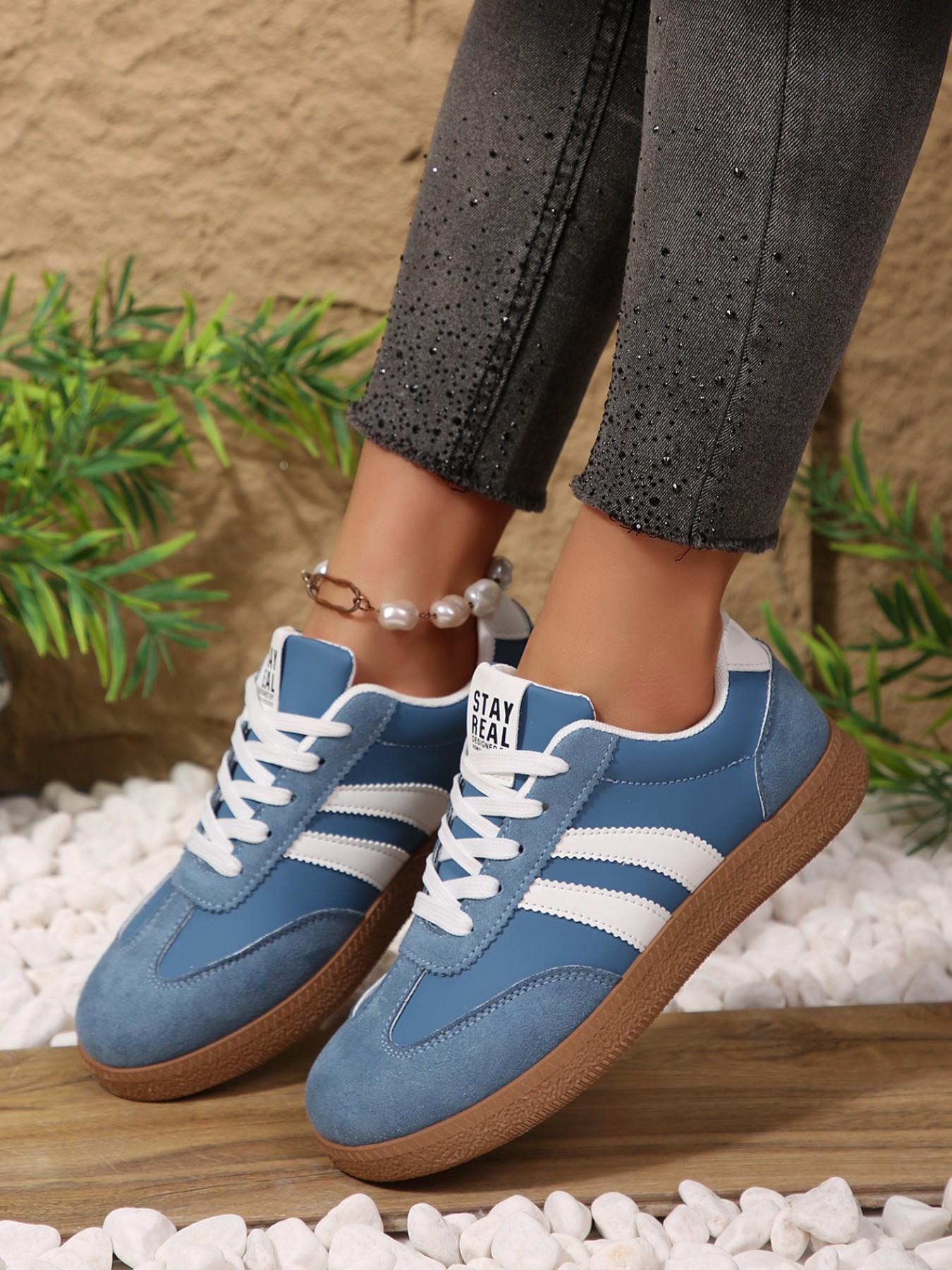 Women's Spring Fall New PU Textile Patchwork Design Sneakers, Trainer, Breathable Comfort Casual Low Top Walking Shoes, Anti-Slip Non Slip Thick Sole Lightweight