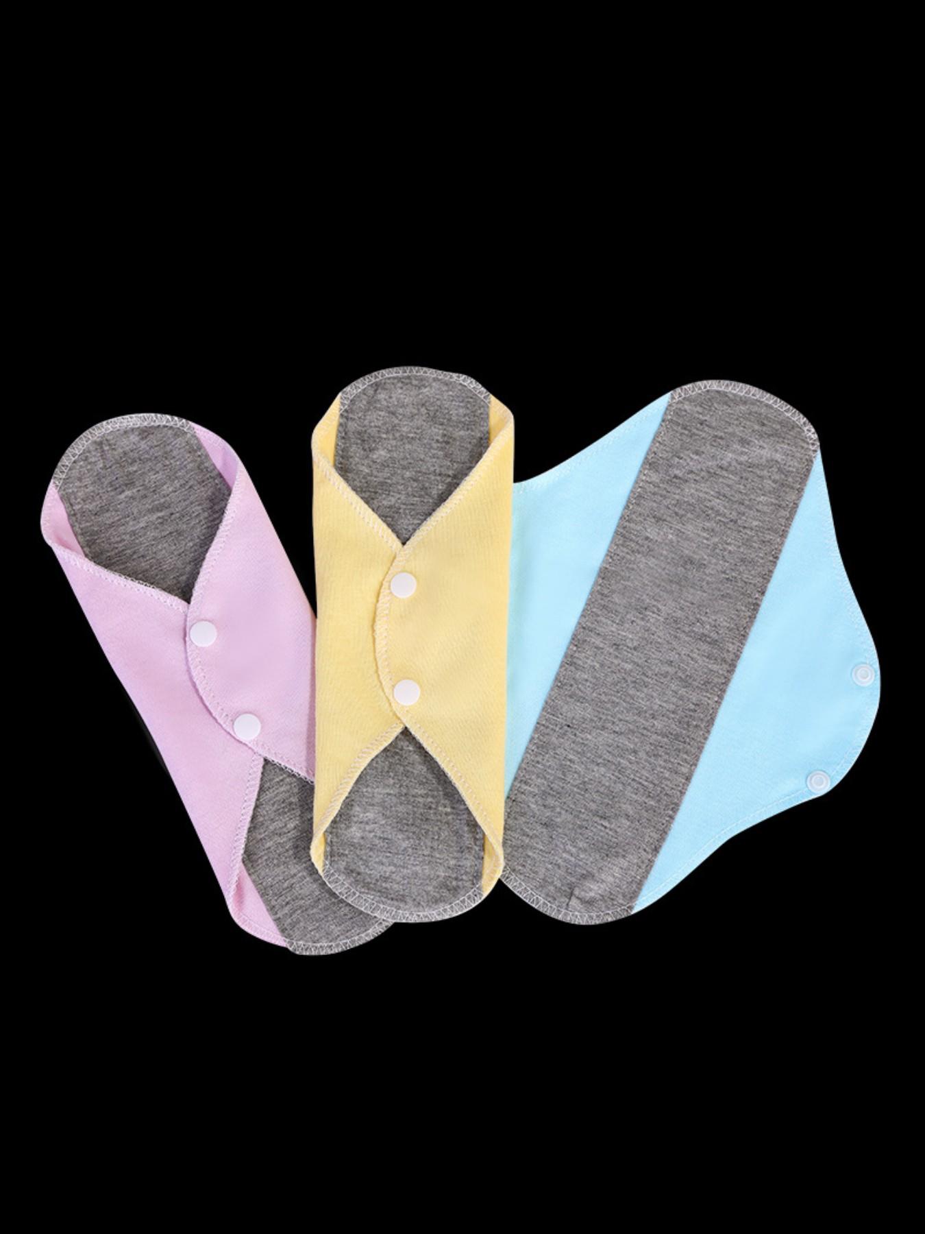 3-Pack Mixed Color Antibacterial Washable Cotton Pads, Reusable Sanitary Pads, Leak-Proof Incontinence Pads for Middle Aged and Elderly