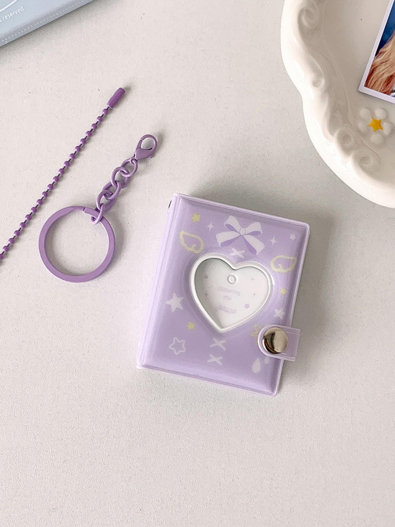Mini 2 Inch Photo Album Keychain Holder, Holds 32 Photos, Heart Design, Perfect for Friends and Girls, Ideal Gift for Besties