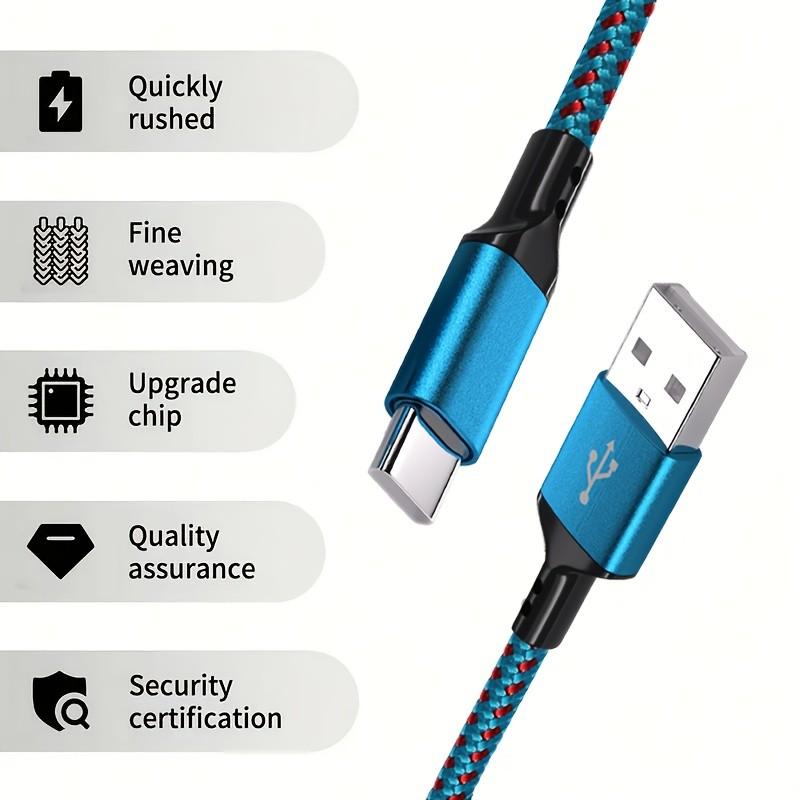 High-Speed Nylon Braided Fast Charging Cable, Smooth Glossy Surface, Multiple Colors & Sizes, Compatible with Samsung, iPhone, Xiaomi, Vivo, Oppo