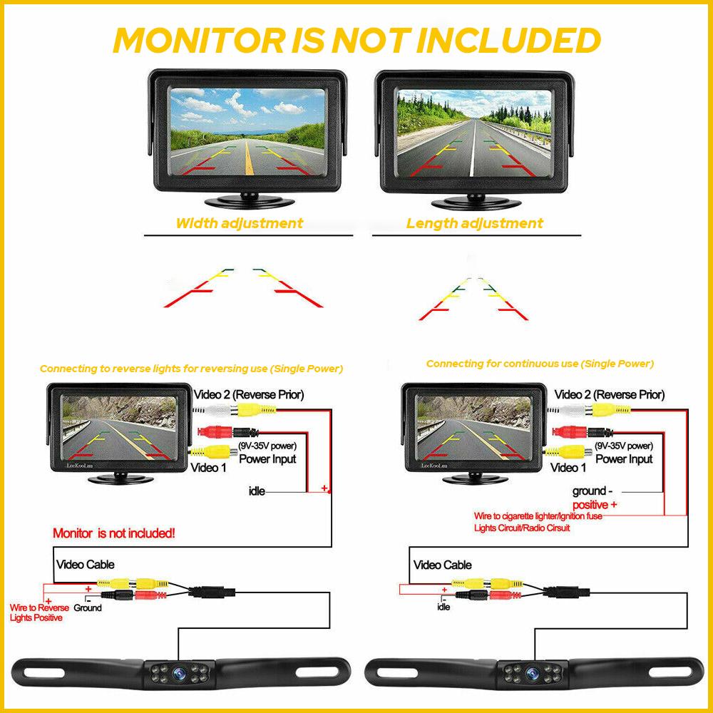Car Rear View Camera Reverse Backup Camera Night Vision License Plate Waterproof