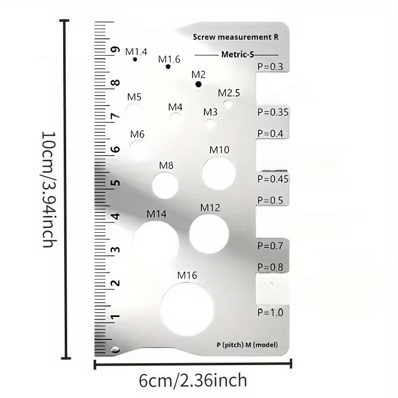 304 Stainless Steel Screw Measuring Ruler, Durable and Precise Thread and Distance Measurement, Screw and Bolt Caliper, M12 Precision Gauge