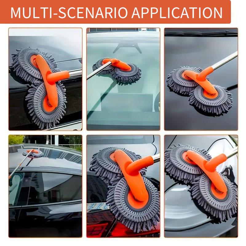 43'' Long handle car wash mop, Detail cleaning, 3X Fast Clean, Retractable aluminum alloy pole, soft chenille material, Avoid scratching, Suitable for Car, RV, Truck, SUV and Home cleaning - Car Wash Accessories!