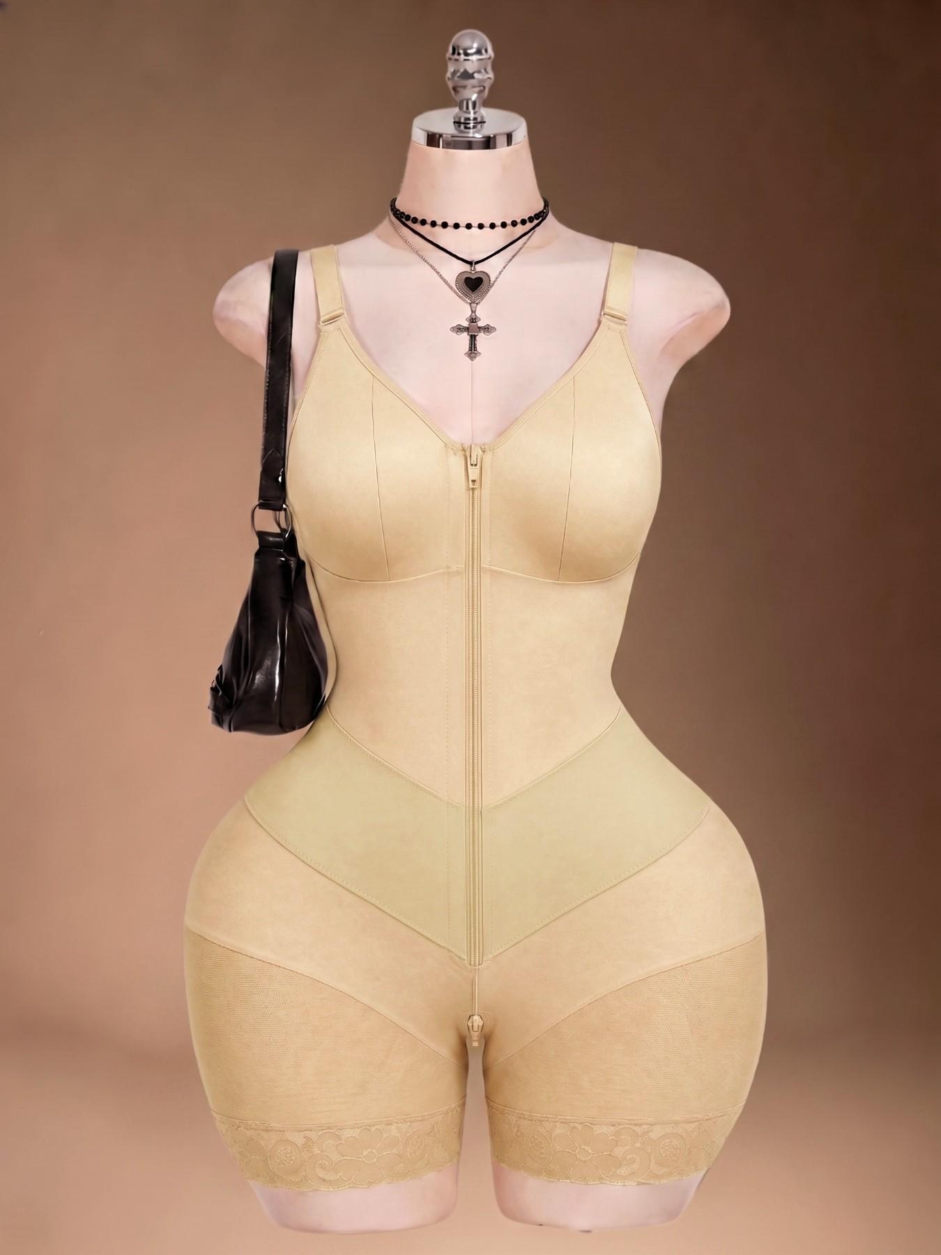 1 Count Women's Fajas Colombianas Moldeadora Full Body Shaper with Zipper Firm Control Tummy Waist Trainer Solid Color Bodysuit Essential Shapewear, Sculpting Faja Body Shaping, Butt Lifting And Tummy Control Shapewear, Suitable For Various Occasions