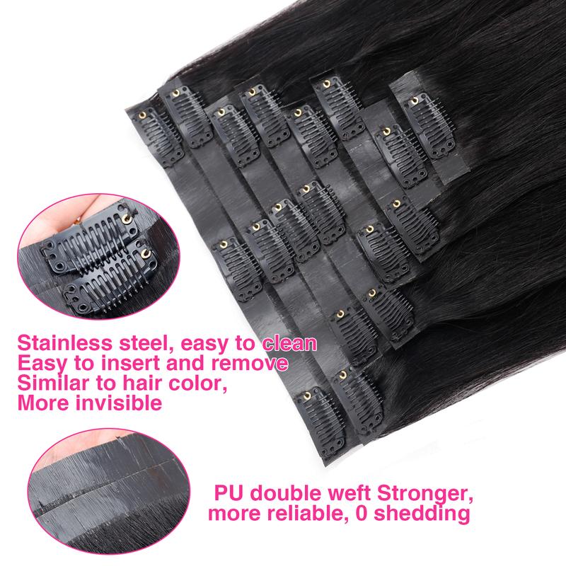 [Super Deal] CheetahBeauty Straight Clip in Hair Extensions Real Human Hair Seamless PU Clip ins Hair for Black Women Clip in 100% Brazilian Remy Hair Extensions 8pcs Per Set with 18 Clips 120g/pack TikTokShopBlackFriday