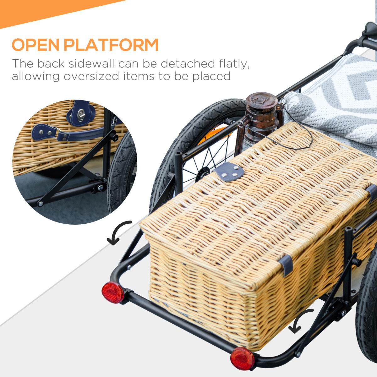 Aobtkel Aosom Adult Metal Frame Cycling Cargo Trailer - Bicycle Wagon Cart with Foldable Pack, Removable Storage Box, Quick-Release 16-Inch Wheels, Reflectors, 19-35mm Seat Posts, 26.5" L x 19" W x 10.25" H (No Bottom)