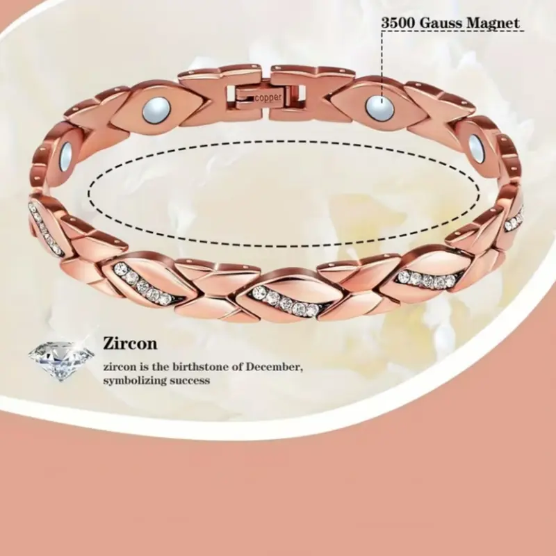 Women's Pure Copper Bracelet, Super Strong Magnetic Bracelet, 3500 Gauss Magnets, Jewelry Bracelets, Valentine's Day & Christmas Gift, Includes Measuring Tool