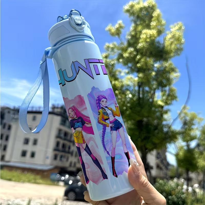 1pc Large 25oz/750ml Leakproof Water Bottle with Dark Anime Manga Design - Leakproof Lid, Durable Plastic Cup for Gym, Travel, for home, Birthday Gifts