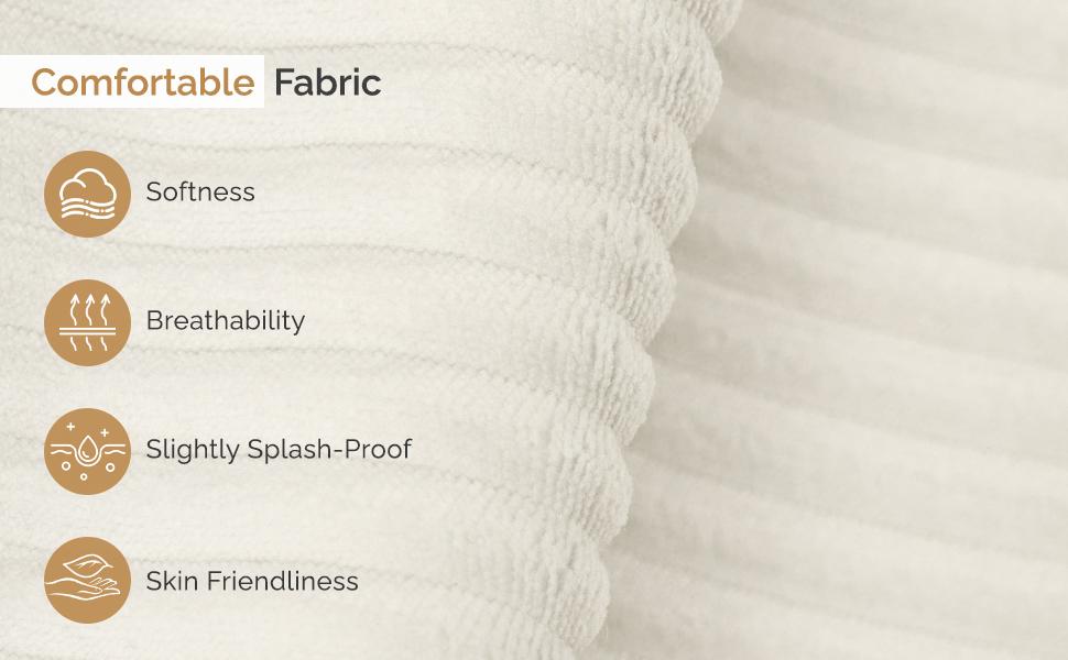 【Shipped in Two Packages】Modern Style Curved Sofa, Upholstery Corduroy Sofa Couch with 3 Pillows, Oversized Sleek Curved Sectional Boucle Fabric Couch for Living Room White