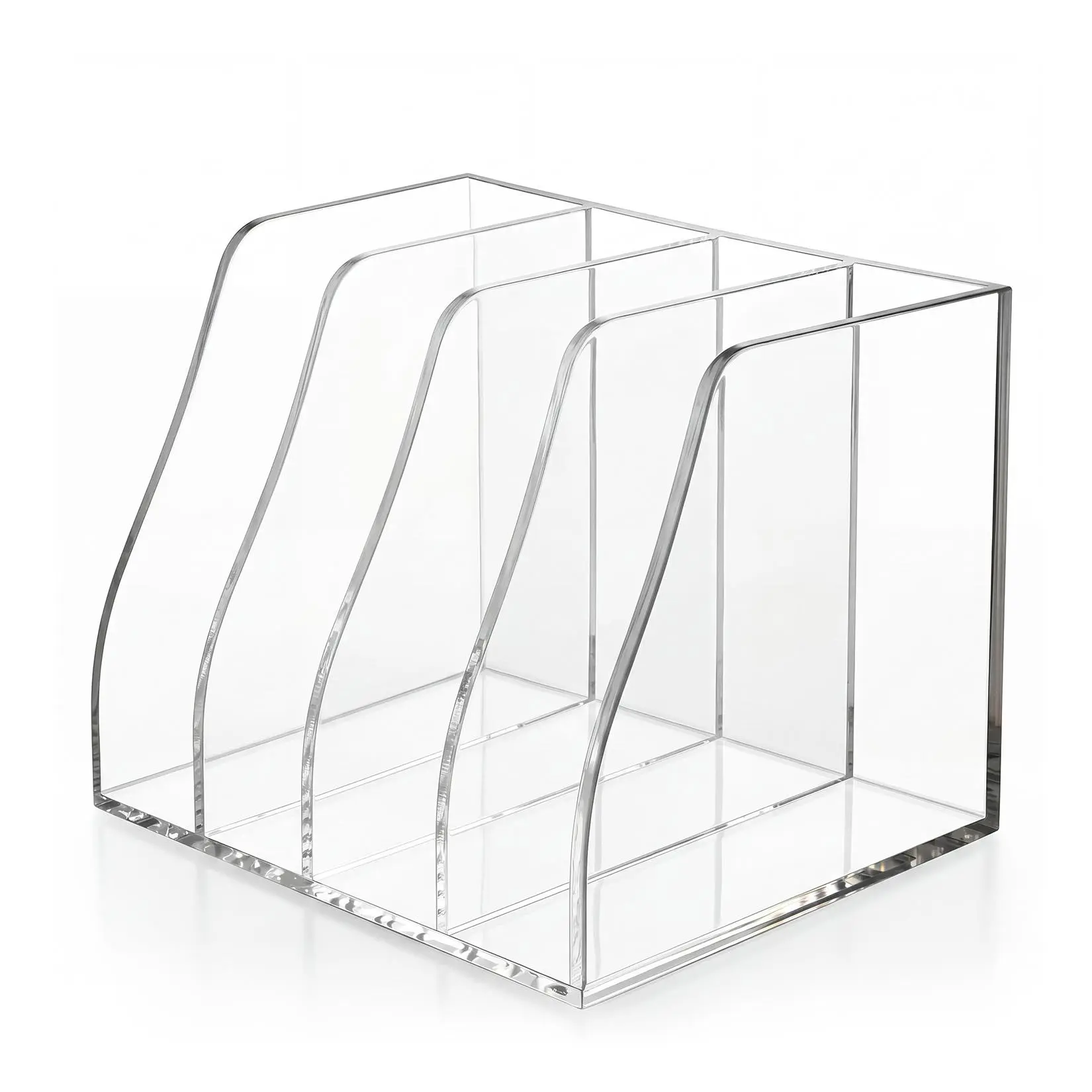 Transparent Acrylic Desk Book Stand - 4-Slot & 6-Slot Magazine Holder, Desktop File Organizer, Office Accessories