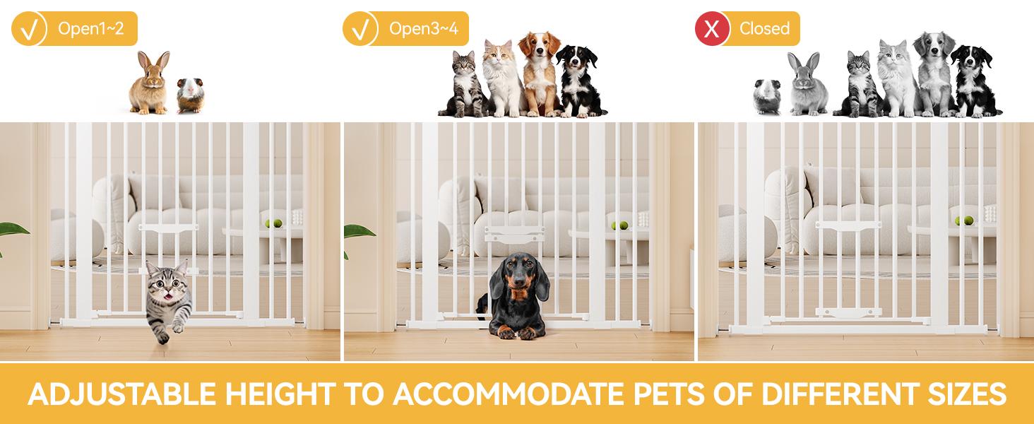 DWVO Extra Tall 55" High Metal Dog Gate with Cat Door, Auto Close Pet Gate Indoor for Stairs, Doorways, Baby Gate With Pet Door Dog Cat Child Safety Extra Wide Walk Thru Fence Guard