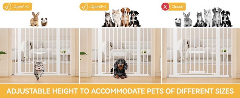 DWVO Extra Tall 55" High Metal Dog Gate with Cat Door, Auto Close Pet Gate Indoor for Stairs, Doorways, Baby Gate With Pet Door Dog Cat Child Safety Extra Wide Walk Thru Fence Guard
