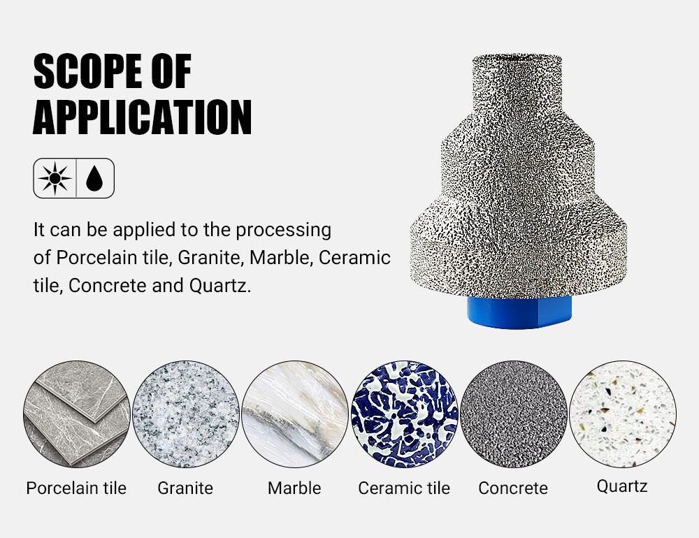 LOZLIN 20-35-50MM Diamond Step Chamfer Drill Bit - Hole Enlargement/Edge Trimming for Tile, Marble, Porcelain & Masonry - Angle Grinder Drill 5/8-11 Tool Accessories