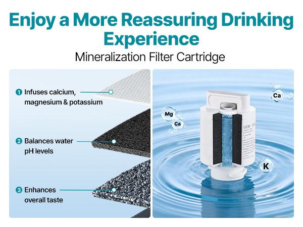 VEVOR Mineralization Filter Replacement - Remineralization Alkaline Water Filter for Reverse Osmosis System, Balances pH Restores Minerals, Compatible with X811B Ice Maker Water Dispenser