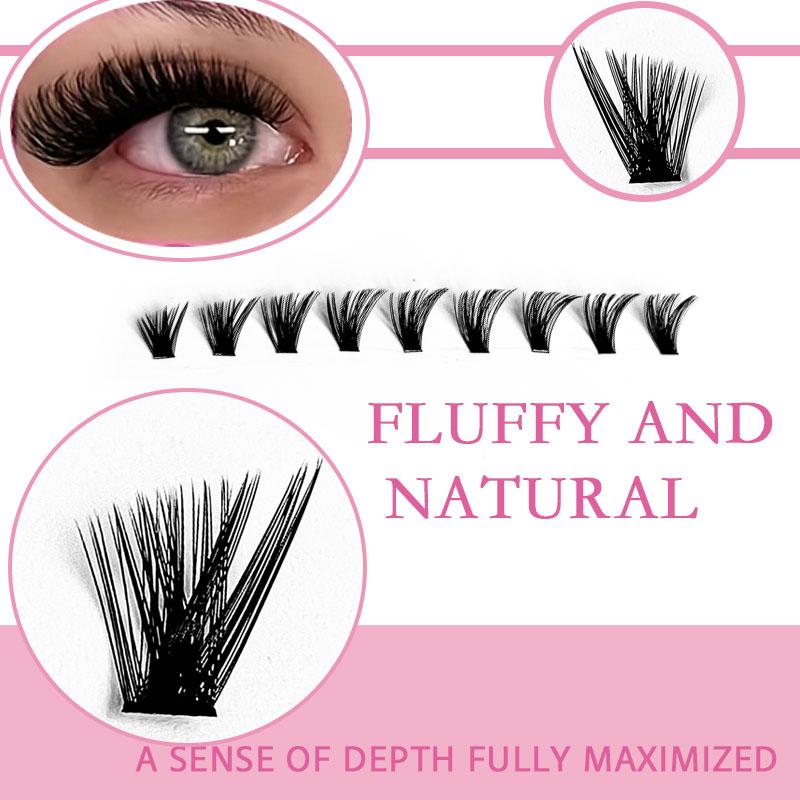 Music Festival Makeup DIY Segmented False Eyelashes, 40D+ & 80D+, Natural Look, Dense D Curl, Thick 0.07mm, Patch Form