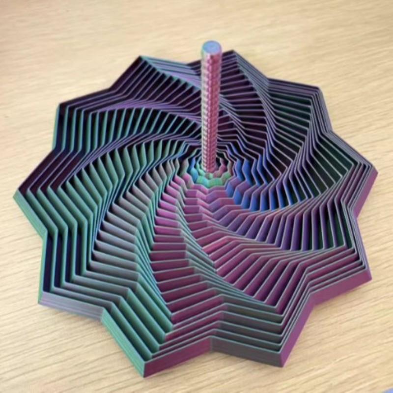 3D Printed Carrot Tower Hexagonal Spiral Stress Relief Toy with Handle, Finger Star Shape Puzzle Gift, Relaxing Handheld Ornament