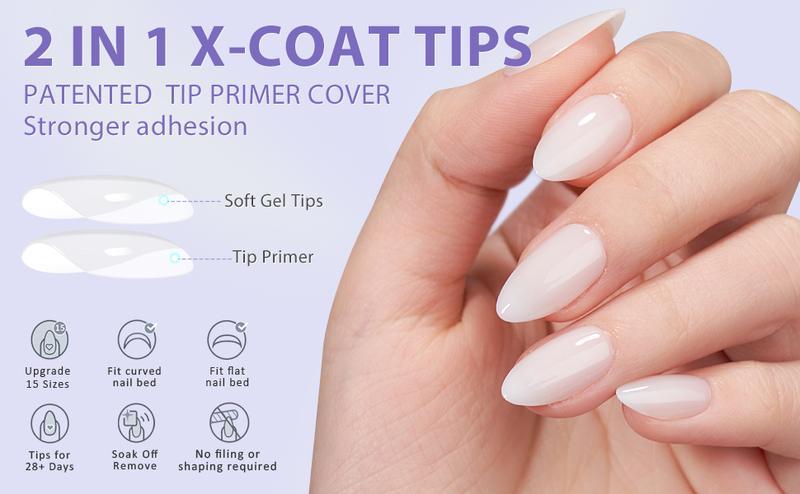 btartboxnails XCOATTIPS Soft Gel Nail Tips - Product only 150pcs Long or Short White Press On Nails,  Square or Almond Fake Nails Salon Quality Acrylic Rjbl-S-Kit-Brown