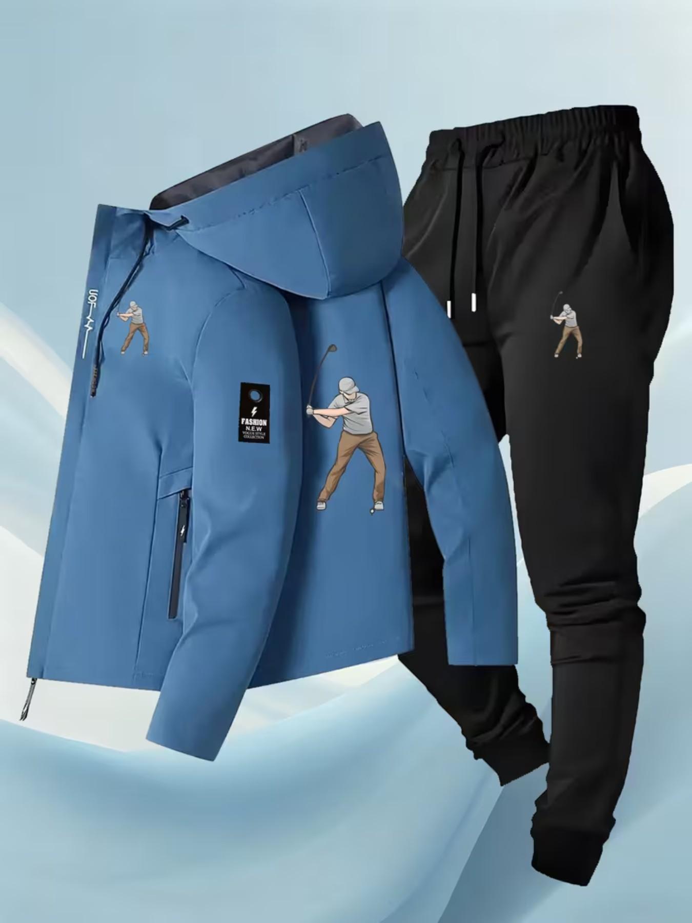 Men's Casual Outdoor Jacket Set, Comfortable Camping Hiking Fitness Daily Commute Breathable Durable Mountain Wear