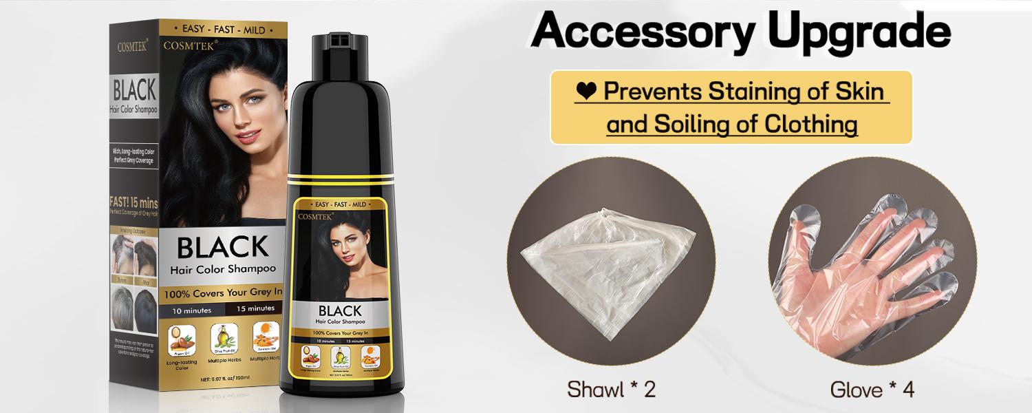 COSMTEK 3 in 1 Hair Dye Shampoo, Grey Hair Coverage, Contains Ginseng Extract, Herbal Ingredients Natural Shampoo Hair Dye, black hairdye, Salon