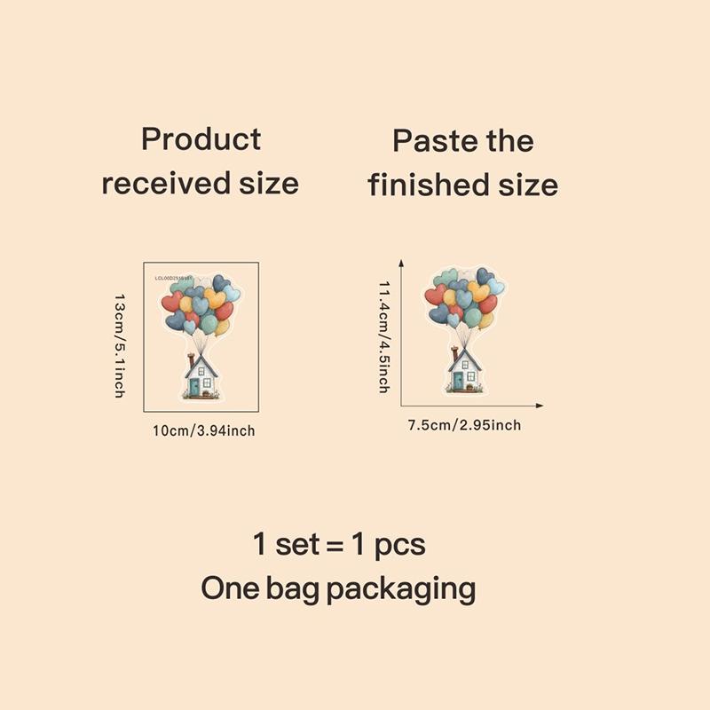 1pc Balloon House Switch Sticker, 2D Flat Sticker, Colorful Balloon and House Design, Removable Self-Adhesive, Home Decoration