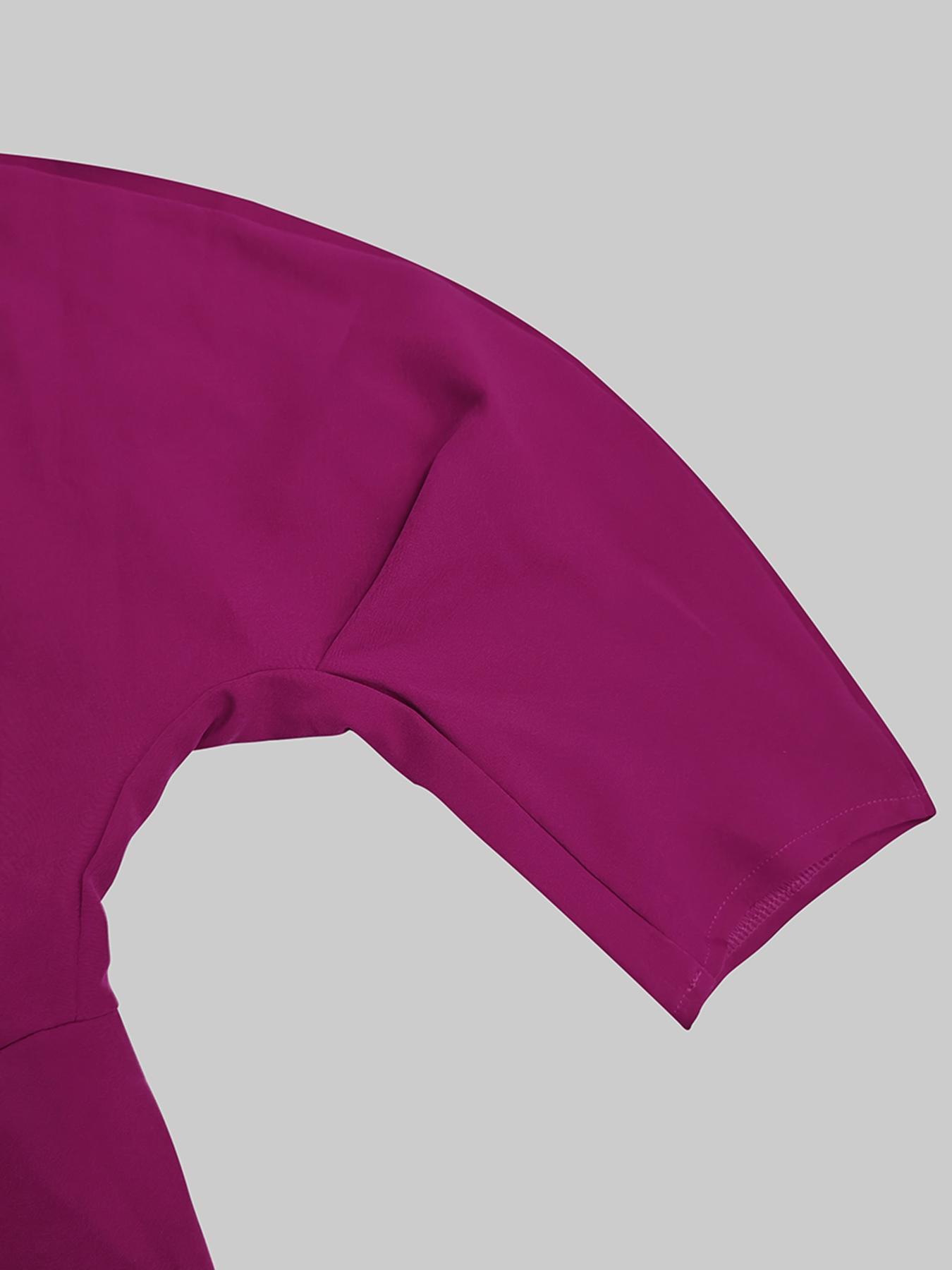 Elegant Long Sleeve Ruched Woven Wrap Dress, All-Season Fashion, Perfect for Formal Evening Events & Casual Outings, Stylish Layered Design