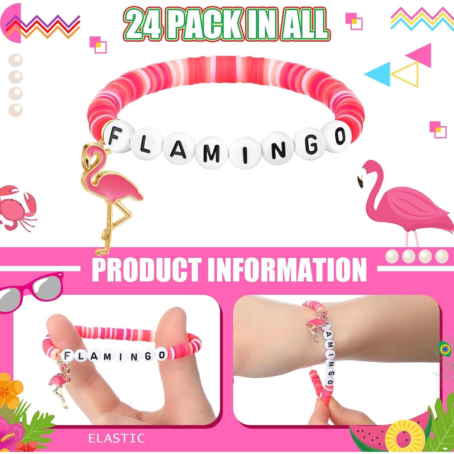 Women's 24-Count Polymer Clay Stretch Letter Beads Bracelets, Boho Female Wear, Summer Party Favors & Graduation Gifts, Stretch Bracelet