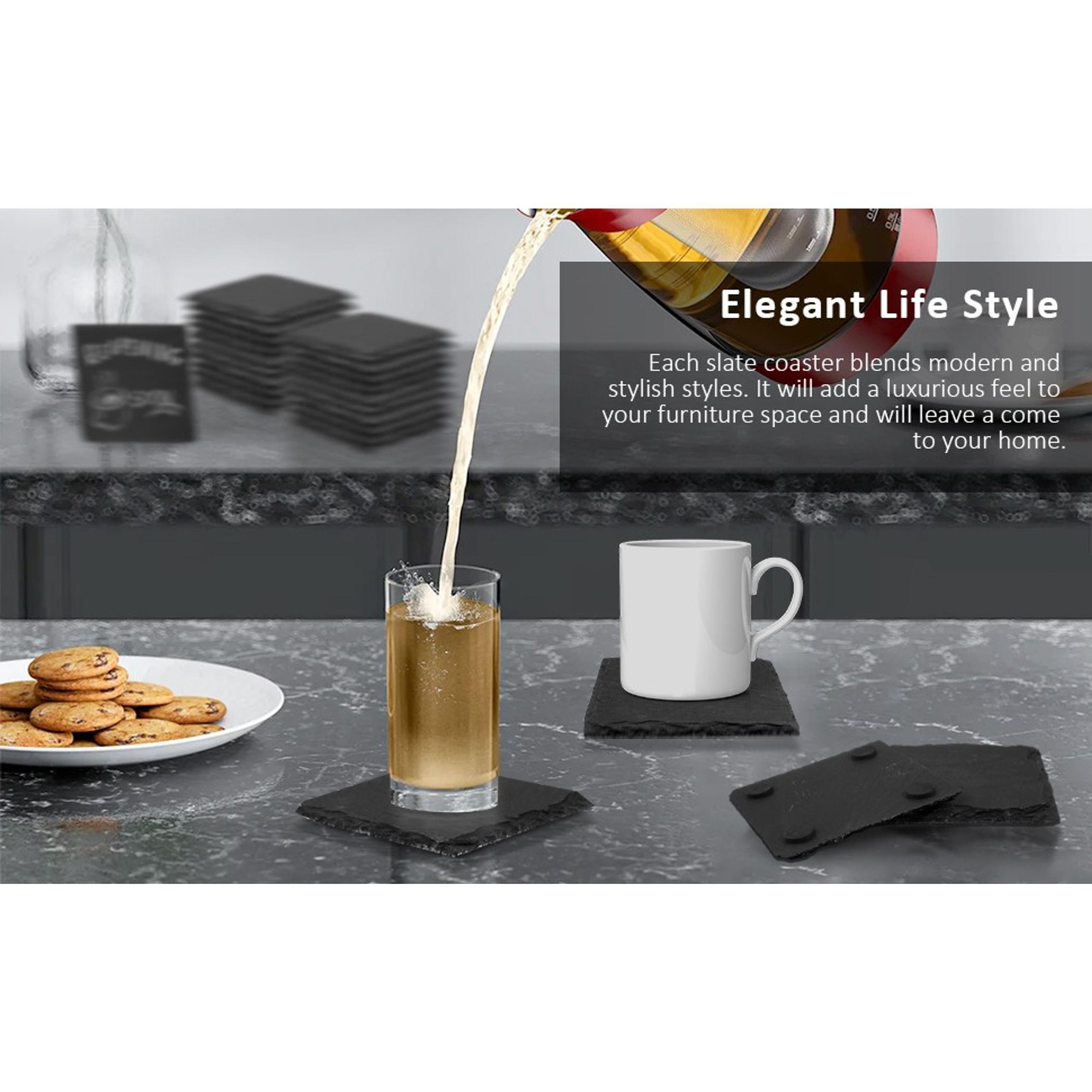 68 Pcs Slate Coasters, 4 inch Black Stone Coaster Set, Square | Laser Engraving Blanks with Anti-Scratch Bottom, Perfect for use in Your Home, Office, Kitchen,bar or Anywhere.