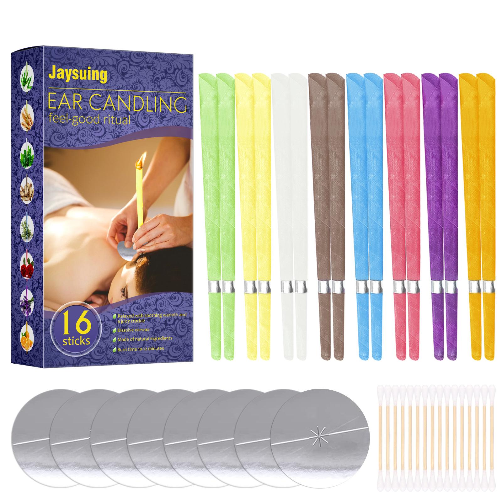 Jaysuing Ear Care Aromatherapy Ear Candles – Earwax Removal Kit for Relaxation and Stress Relief, Safe Tapered Ear Candle Set with Ear Plugs