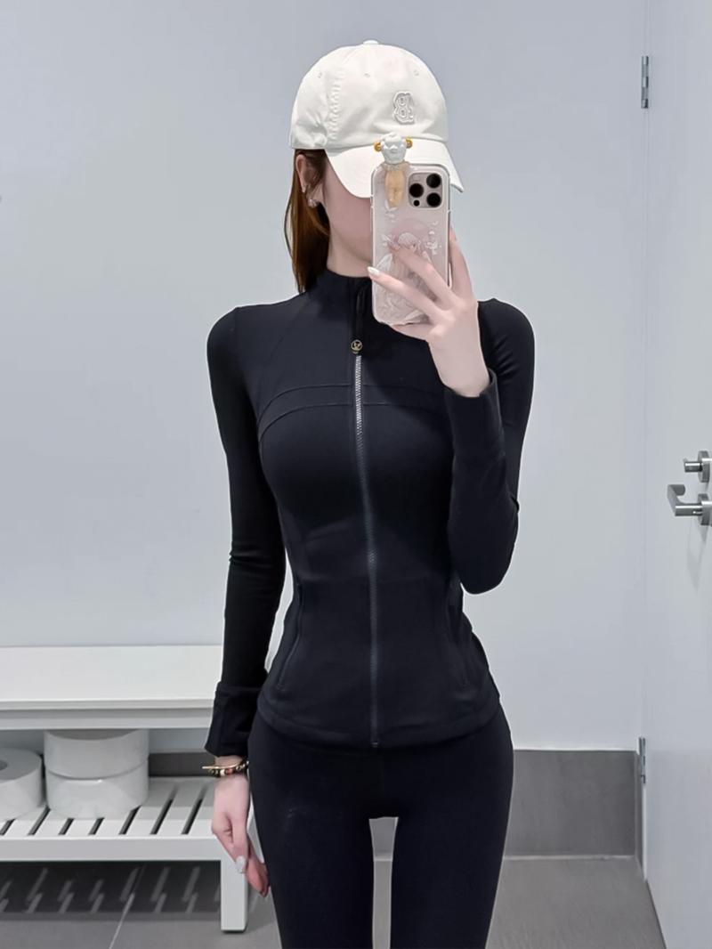 Spring Stand Collar Zipper Yoga Jacket for Women, Slim Fit Outdoor Running Sports Gym Jacket, Casual Fashion Outerwear