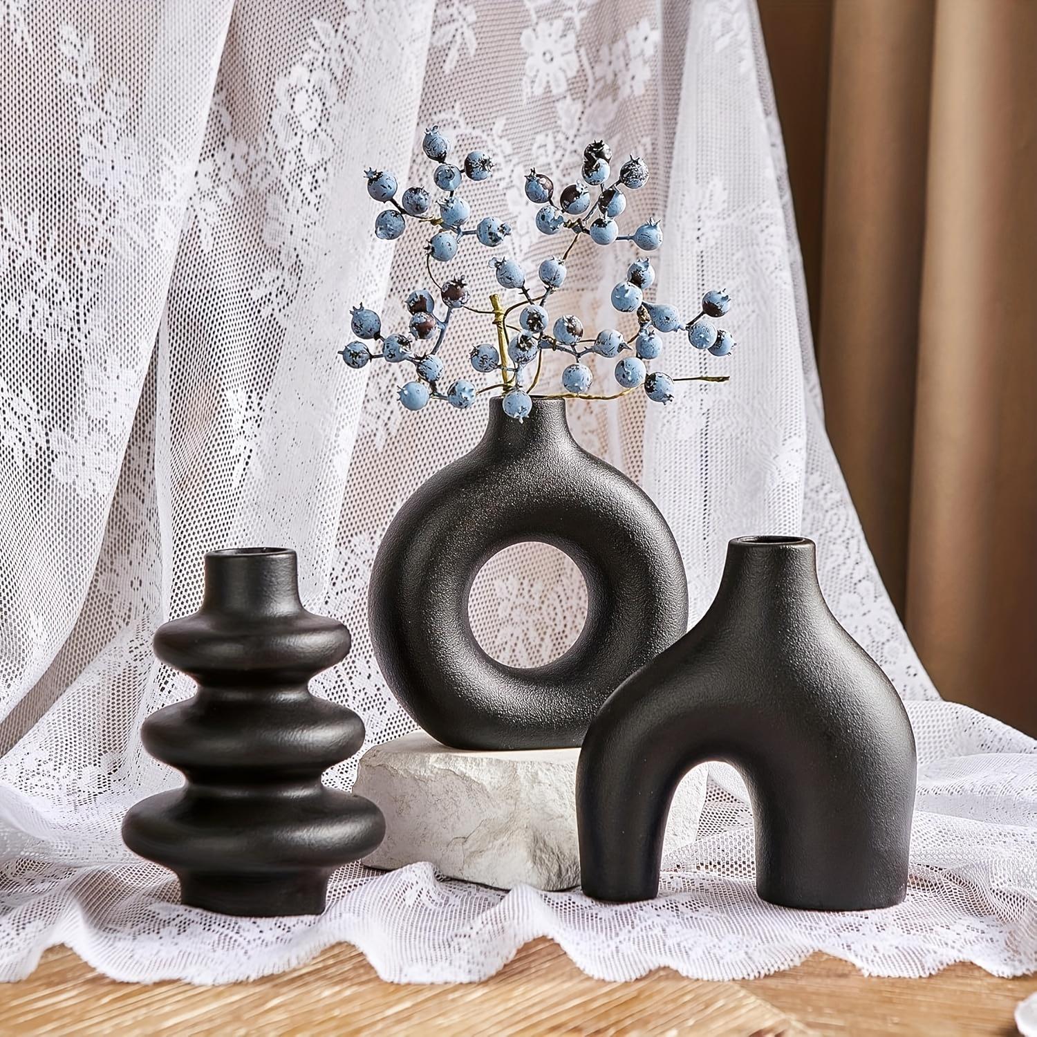 Set of 3 Bohemian ceramic vase set, decorative vase ornaments, wedding living room, bedroom, coffee shop, dining table decoration gifts