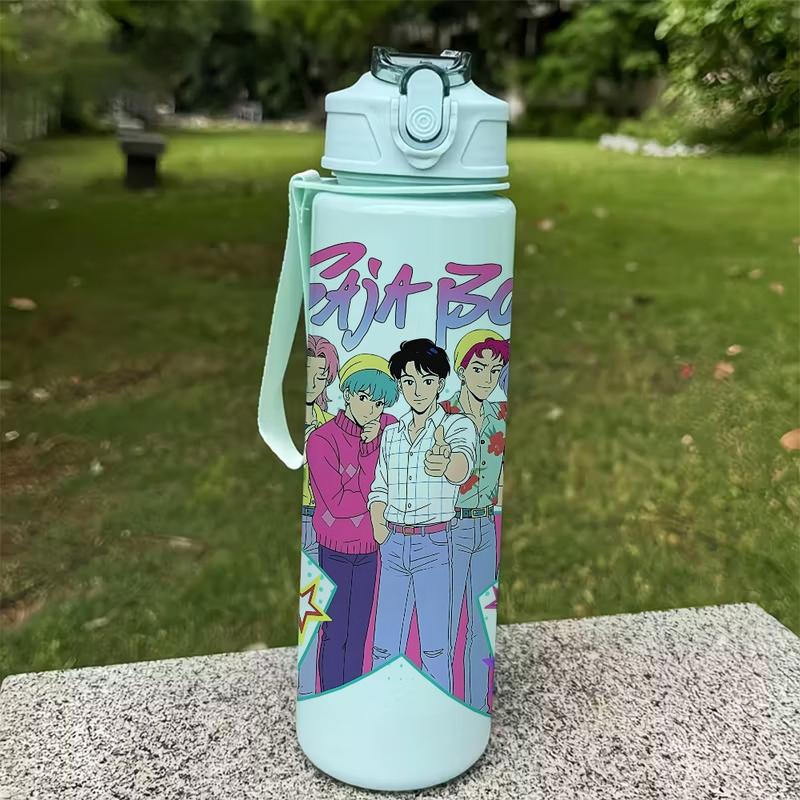 1pc Large 25oz/750ml Leakproof Water Bottle with Dark Anime Manga Design - Leakproof Lid, Durable Plastic Cup for Gym, Travel, for home, Birthday Gifts