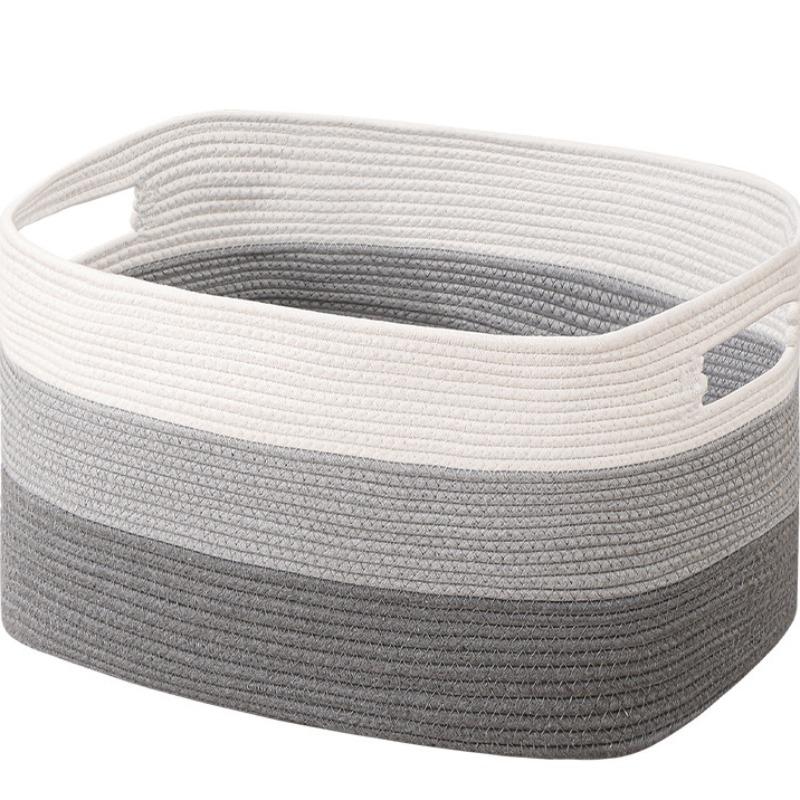 Large Capacity Woven Storage Basket, Rectangular Desktop Organizer Bin, Handled Laundry Hamper, Durable & Versatile Design, Clothes Basket Organizer