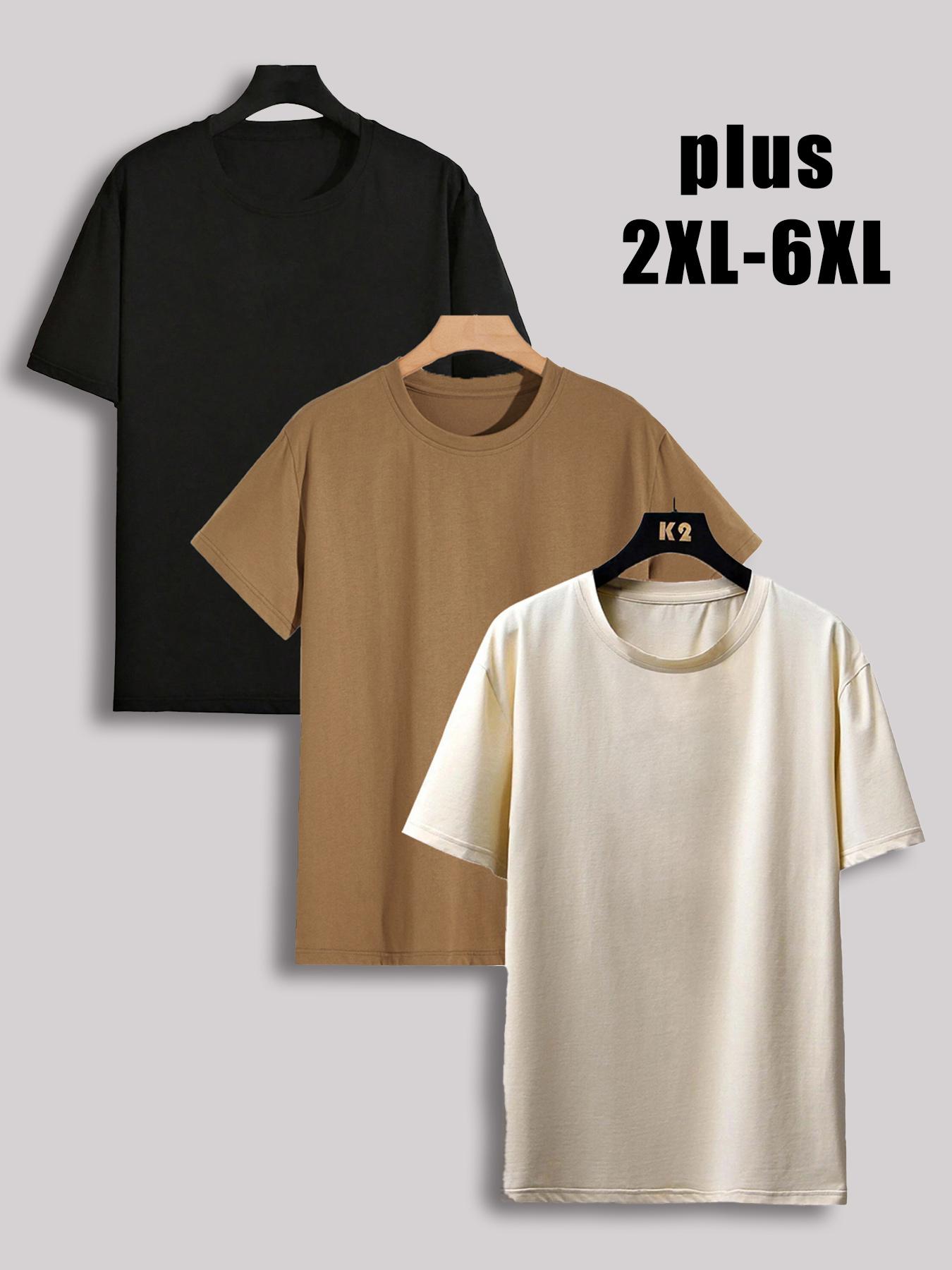 Men's Plus Size Solid Drop Shoulder Short Sleeve Tee, Casual Basic Round Neck T-shirt for Daily Wear, Men's Plus Size Clothes for All Seasons