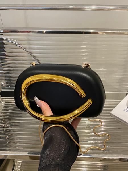 Elegant Women's Chain Shoulder Evening Bag, Fashion Handbag, Party Decoration Bag, Hard Shell Metal Clutch, Box Bag, All Seasons, Fashionable Unique Bags