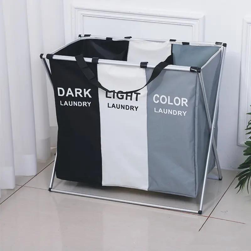 1 Piece Large Laundry Hamper, 3 Tier Laundry Basket, Foldable Dirty Clothes Organizer, Laundry Sorter with Handle, Waterproof, Portable, Freestanding Laundry Hamper for Bedroom