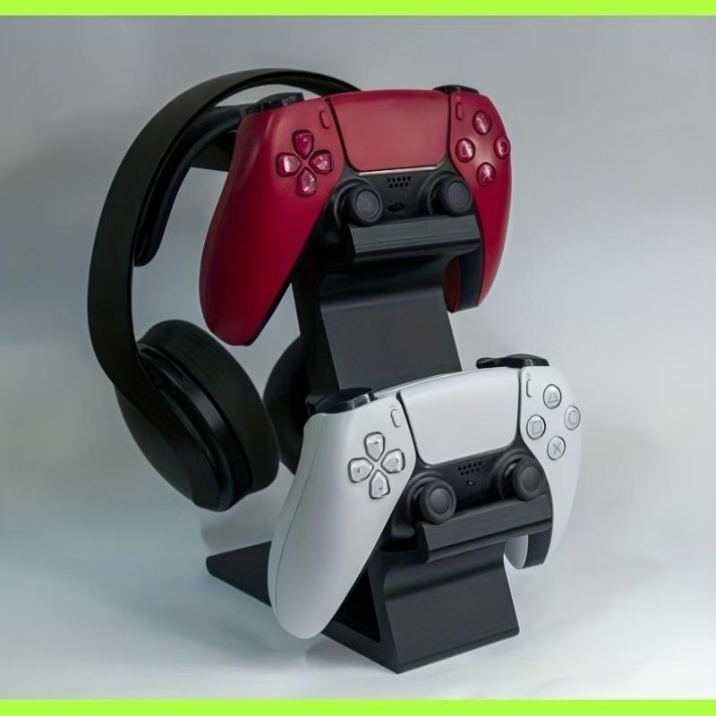 Multifunctional Stand for Ps5 Controllers, Headset Holder, Space for Two Gamepads, One Headphone, Non-Charging Desktop for Playstation 5 & Xbox