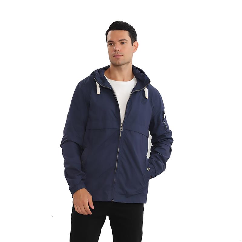 Men's Lightweight Windbreaker Jackets Outdoor Drawstring Hooded Pocket Raincoat Jacket