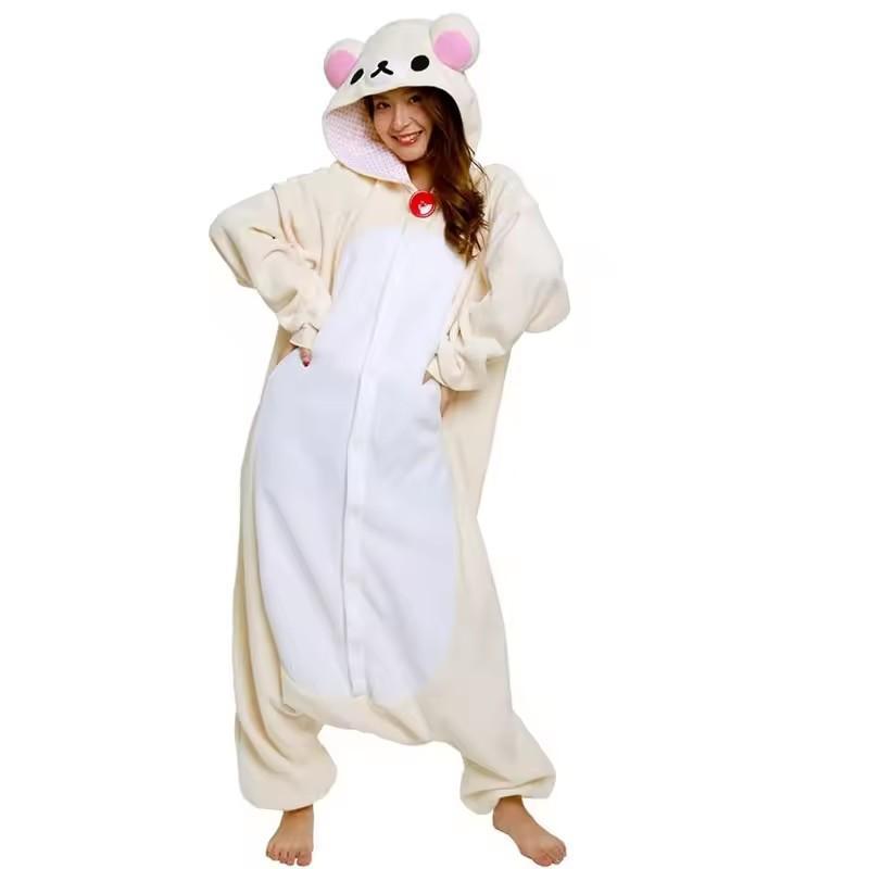 Adult Cartoon Kigurumi Onesie Pajama Set - Rilakkuma Bear, Unicorn Themes, Buttons, Slippers, Holiday (Halloween, Christmas) Casual Loungewear (Toys & Hobbies Stress Relief Classic Novelty Toy)